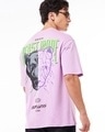 Shop Men's Purple Fearless Graphic Printed Oversized T-shirt-Front