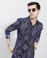 Shop Men's Blue Geometric Printed Slim Fit Shirt-Design