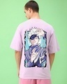 Shop Men's Purple Hollow Graphic Printed Oversized T-shirt-Front