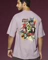 Shop Men's Purple Justice League Society Graphic Printed Oversized T-shirt-Front