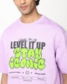 Shop Men's Purple Level It Up Stay Iconic Typography Oversized T-shirt