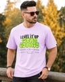 Shop Men's Purple Level It Up Stay Iconic Typography Oversized T-shirt-Front