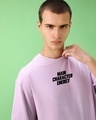 Shop Men's Purple Main Character Energy Graphic Printed Oversized T-shirt