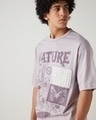 Shop Men's Purple Nature is preserved Graphic Printed Oversized T-shirt