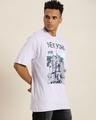 Shop Men's Purple New York Graphic Printed Oversized T-shirt-Front