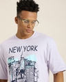 Shop Men's Purple New York Graphic Printed Oversized T-shirt