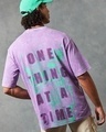 Shop Men's Purple One Thing Typography Oversized Acid Wash T-shirt-Front
