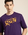 Shop Men's Purple Oops Typography Oversized T-shirt-Front