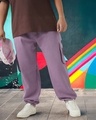 Shop Men's Purple Oversized Plus Size Brushed Cargo Joggers-Front
