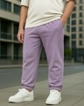 Shop Men's Purple Oversized Plus Size Brushed Joggers-Front