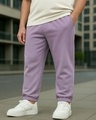 Shop Men's Purple Oversized Plus Size Brushed Fleece Warm Joggers-Front