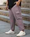 Shop Men's Purple Oversized Plus Size Cargo Joggers-Front
