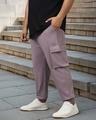Shop Men's Purple Oversized Plus Size Cargo Joggers-Front
