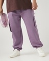 Shop Men's Purple Oversized Plus Size Cargo Joggers-Front