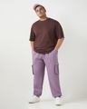 Shop Men's Purple Oversized Plus Size Cargo Joggers-Full