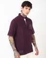 Shop Men's Purple Panther Typography Oversized Acid Wash Polo T-shirt-Full