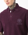 Shop Men's Purple Panther Typography Oversized Acid Wash Polo T-shirt