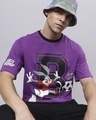 Shop Men's Purple Playing Bugs Graphic Printed Oversized T-shirt-Front