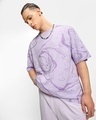 Shop Men's Purple Printed Oversized T-shirt-Front