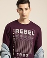 Shop Men's Purple Rebel Typography Oversized T-shirt-Front