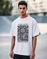 Shop Men's Lavender Retro Beats Graphic Printed Oversized T-shirt-Front