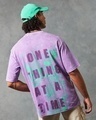 Shop Men's Purple One Thing Typography Oversized Acid Wash T-shirt-Front