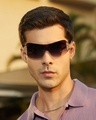Shop Men's Purple Shield Polarised Lens Sunglasses-Front