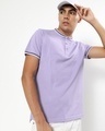 Shop Men's Purple Small Collar Tipping Polo T-shirt-Front