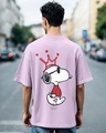 Shop Men's Purple Snoopy King Graphic Printed Oversized T-shirt-Front