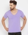 Shop Men's Purple Solid Slim Fit  T-shirt-Front