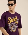 Shop Men's Purple Speed Typography Oversized T-shirt-Front