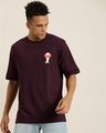 Shop Men's Purple Spiritual Journey Graphic Printed Oversized T-shirt-Front