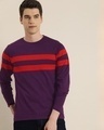 Shop Men's Purple Striped T-shirt-Front