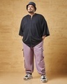 Shop Men's Purple Super Loose Fit Plus Size Cargo Joggers-Full