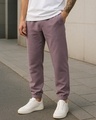 Shop Men's Purple Textured Joggers-Front
