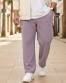 Shop Men's Purple Textured Oversized Plus Size Parachute Pants-Front