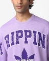 Shop Men's Purple Tripping Graphic Printed Oversized T-shirt