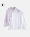 Shop Pack of 2 Men's Purple & White Oversized T-shirt-Front