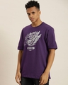 Shop Men's Purple Wings Steel Graphic Printed Oversized T-shirt-Front