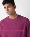 Shop Men's Purple You Will Be Eliminated Graphic Printed Oversized T-shirt