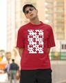 Shop Men's Red Abstract Printed Cotton T-shirt-Front