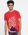 Shop Men's Red Adventure Apple Cut Typography T-shirt-Front