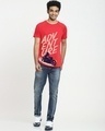 Shop Men's Red Adventure Apple Cut Typography T-shirt-Design