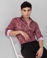 Shop Men's Red Afghani Paisley Printed Slim Fit Shirt-Front