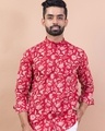 Shop Men's Red All Over Floral Printed Relaxed Fit Shirt-Front