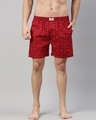 Shop Men's Red All Over Printed Cotton Boxers-Front