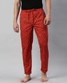 Shop Men's Red All Over Printed Cotton Pyjamas-Full