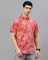 Shop Men's Red All Over Printed Cotton Shirt-Front