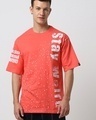 Shop Men's Red Graphic Printed Oversized T-shirt-Front