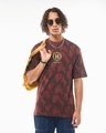 Shop Men's Red All Over Printed Oversized T-shirt-Front